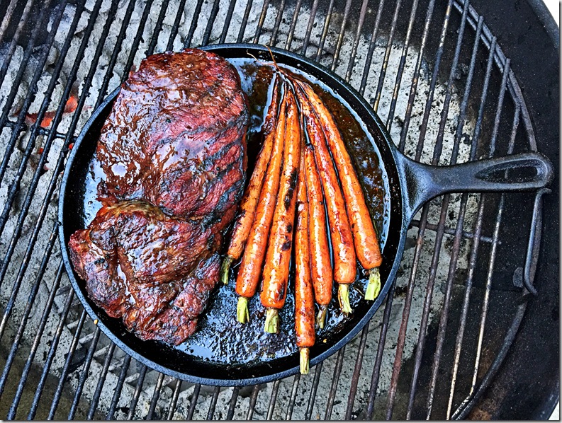 Grilled Boston Beef Roast with Carrot Top Pesto